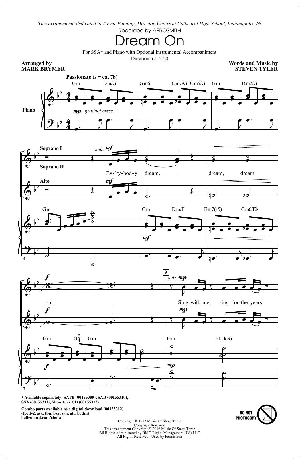 Aerosmith Dream On (arr. Mark Brymer) Sheet Music Notes & Chords for SATB - Download or Print PDF