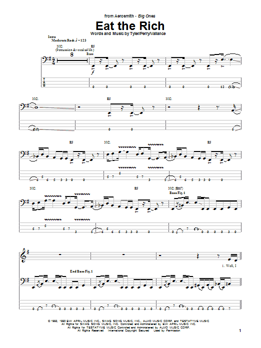 Aerosmith Eat The Rich Sheet Music Notes & Chords for Guitar Tab - Download or Print PDF