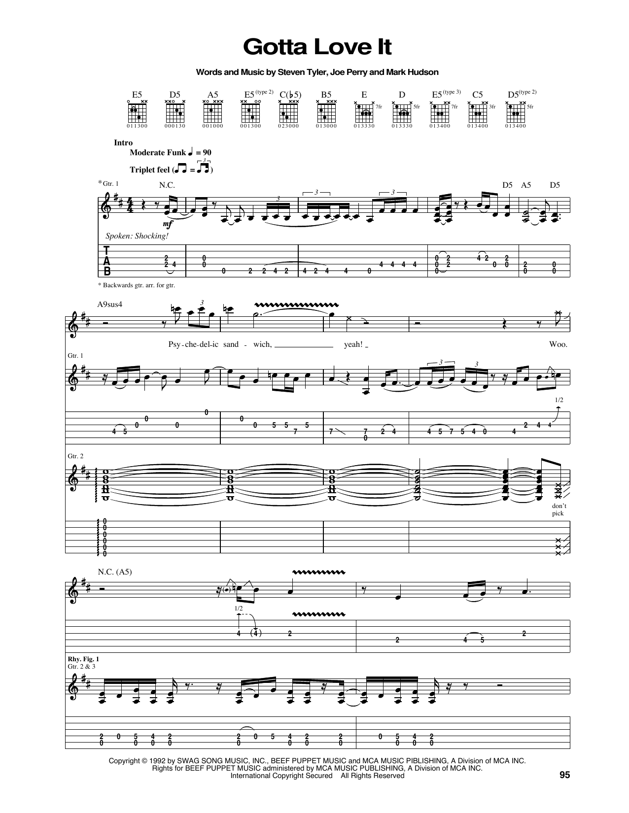Aerosmith Gotta Love It Sheet Music Notes & Chords for Guitar Tab - Download or Print PDF
