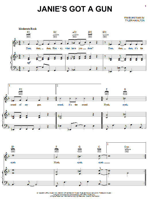 Aerosmith Janie's Got A Gun Sheet Music Notes & Chords for Bass Guitar Tab - Download or Print PDF