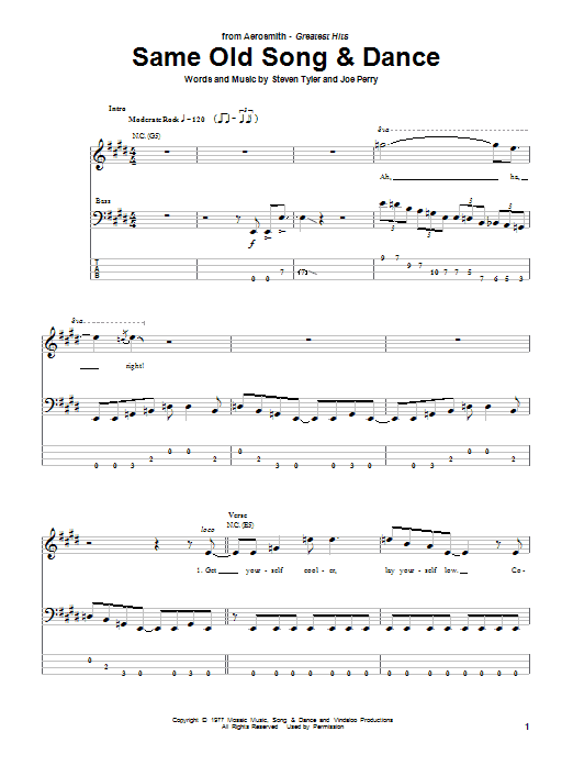 Aerosmith Same Old Song And Dance Sheet Music Notes & Chords for Melody Line, Lyrics & Chords - Download or Print PDF