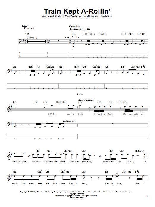 Preview Aerosmith Train Kept A-Rollin' Metal sheet music, notes and chords for Guitar Tab Play-Along, SKU: 67460 Train Kept A-Rollin' sheet music
