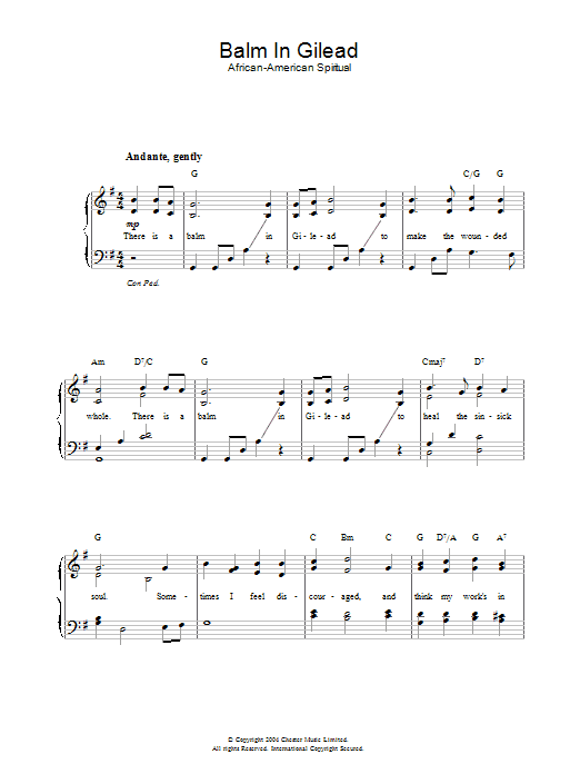 African-American Spiritual Balm In Gilead Sheet Music Notes & Chords for Piano & Vocal - Download or Print PDF