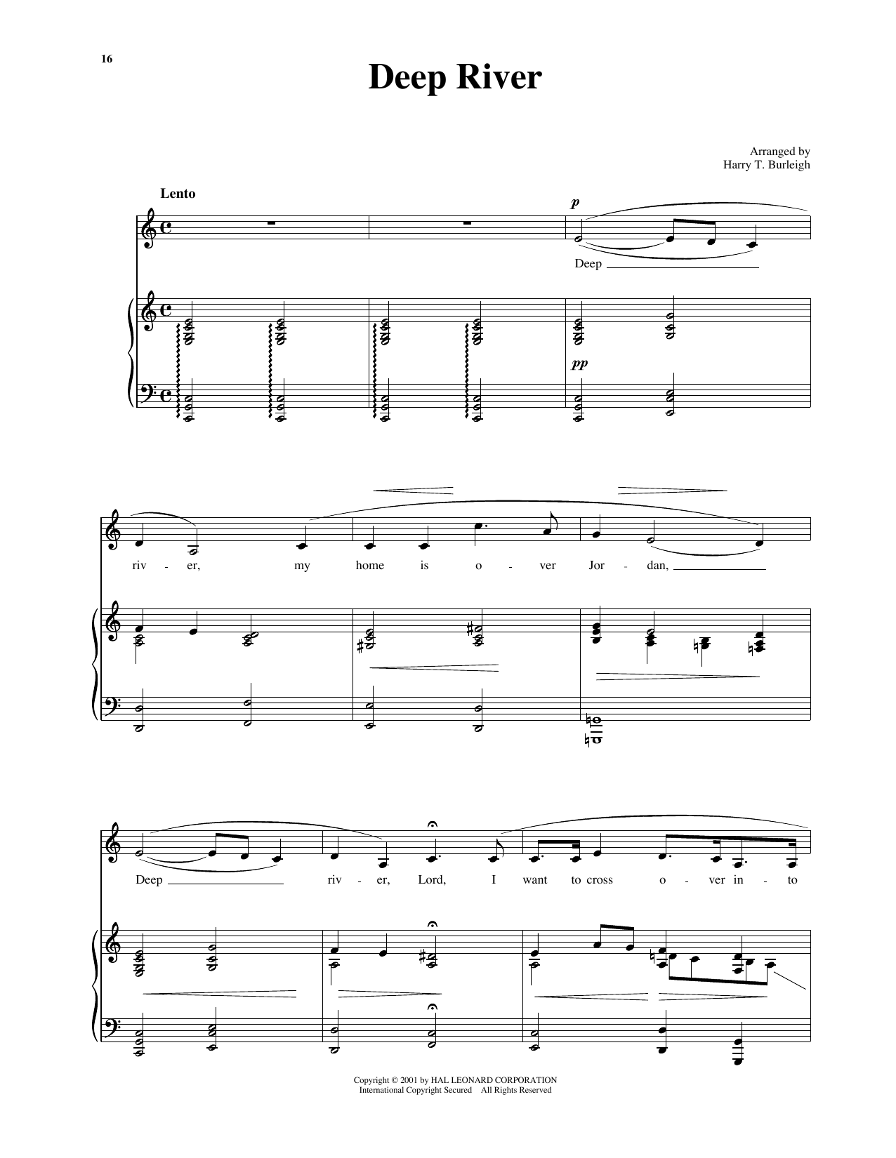 African American Spiritual Deep River (arr. Harry T. Burleigh) Sheet Music Notes & Chords for Piano & Vocal - Download or Print PDF