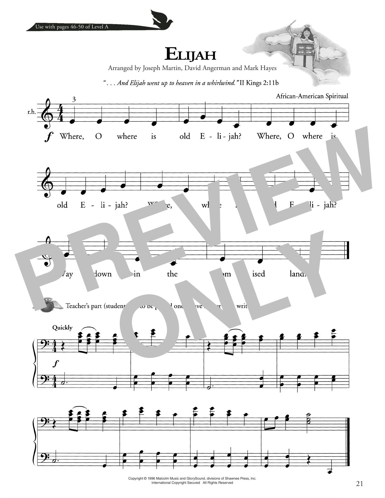 African American Spiritual Elijah Sheet Music Notes & Chords for Piano Method - Download or Print PDF