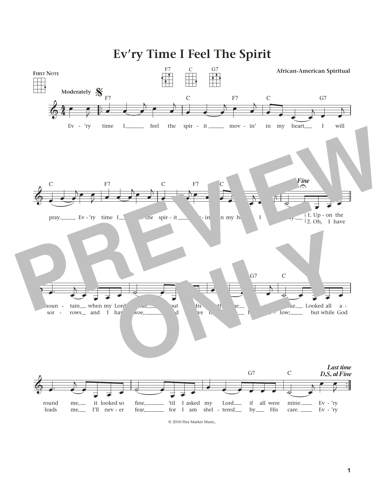 African-American Spiritual Every Time I Feel The Spirit (from The Daily Ukulele) (arr. Liz and Jim Beloff) Sheet Music Notes & Chords for Ukulele - Download or Print PDF