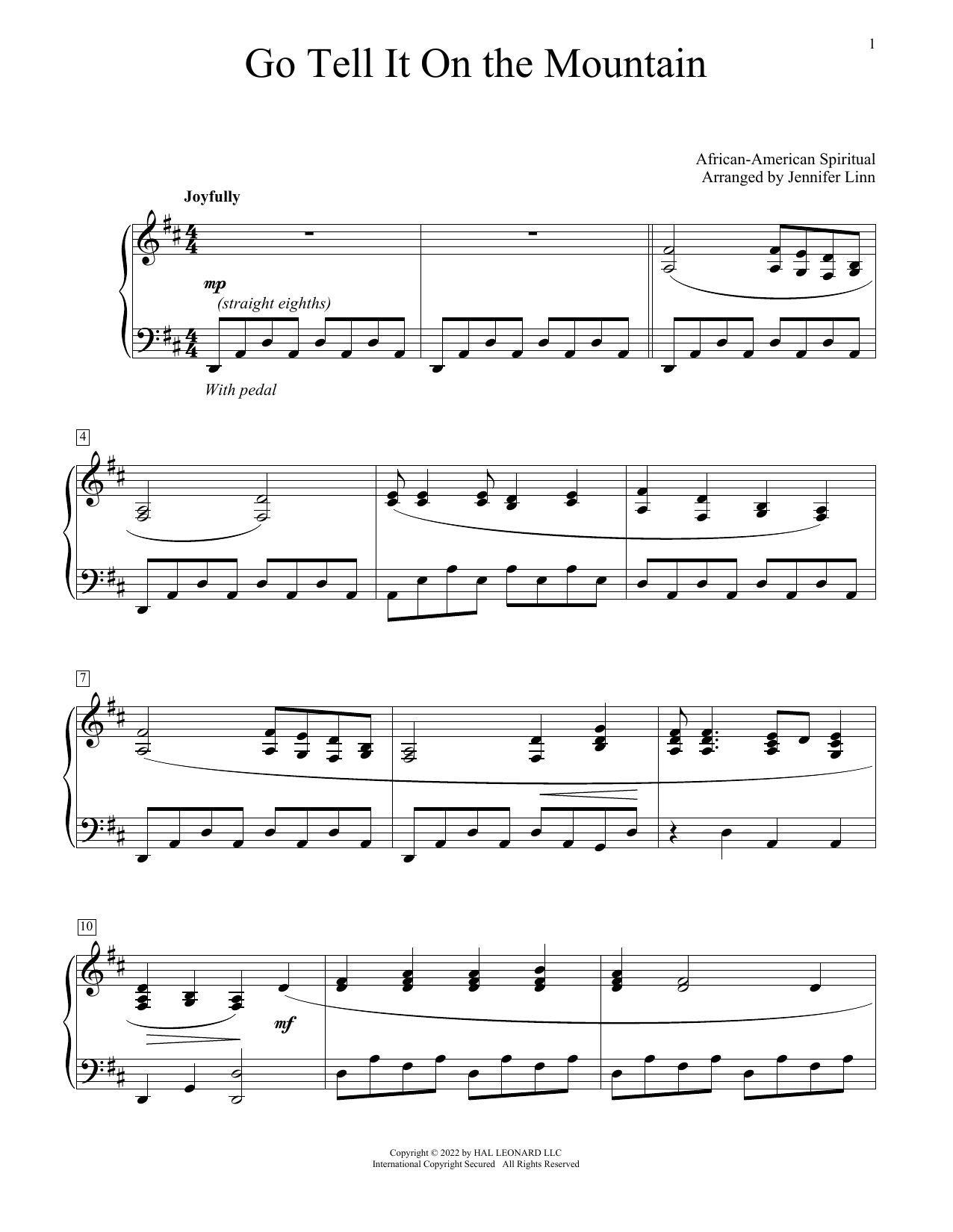 African American Spiritual Go Tell It On The Mountain (arr. Jennifer Linn) Sheet Music Notes & Chords for Educational Piano - Download or Print PDF