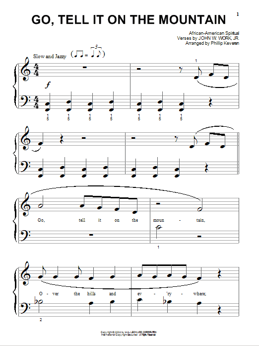 African-American Spiritual Go, Tell It On The Mountain (arr. Phillip Keveren) Sheet Music Notes & Chords for Piano Duet - Download or Print PDF