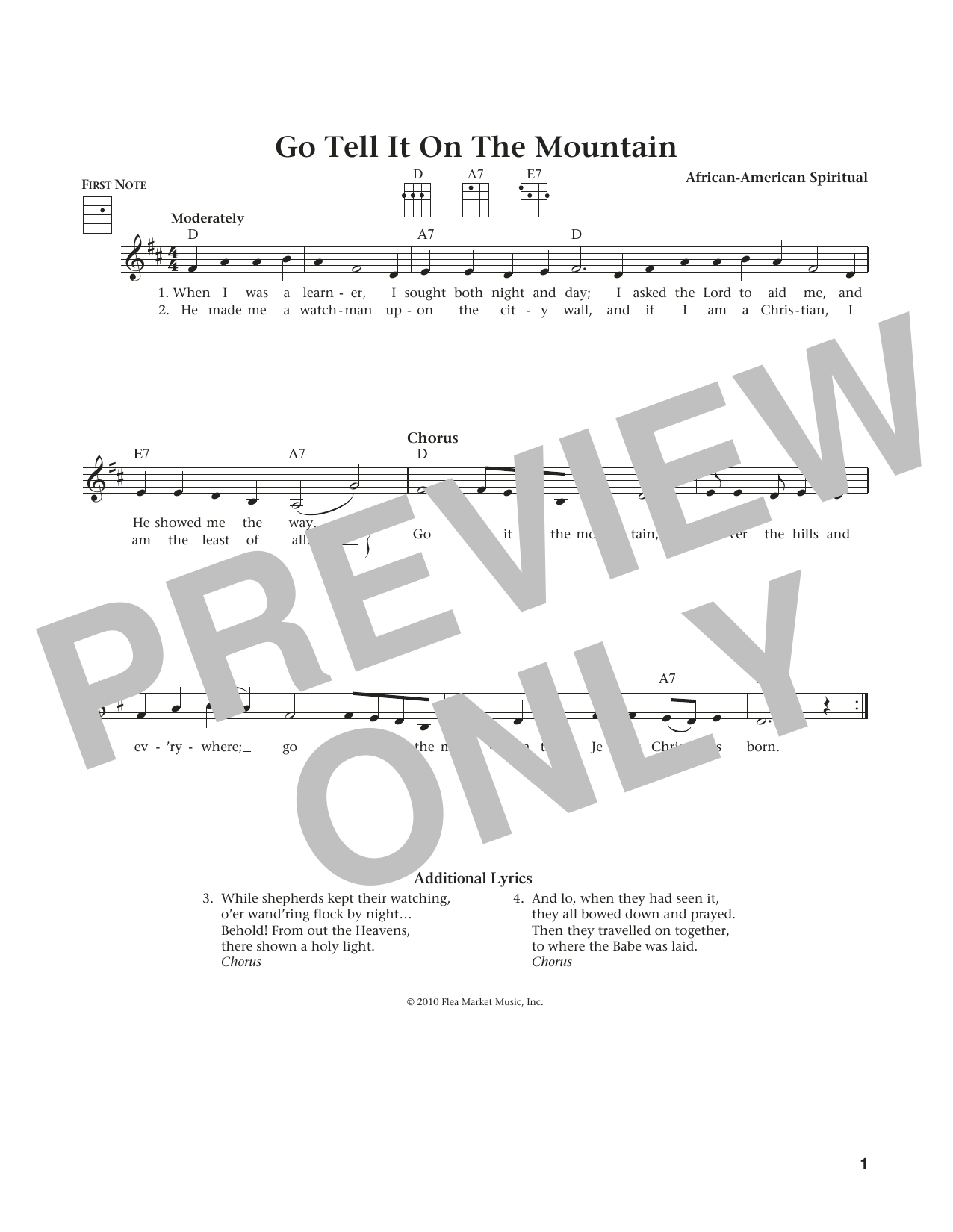 African-American Spiritual Go, Tell It On The Mountain (from The Daily Ukulele) (arr. Liz and Jim Beloff) Sheet Music Notes & Chords for Ukulele - Download or Print PDF