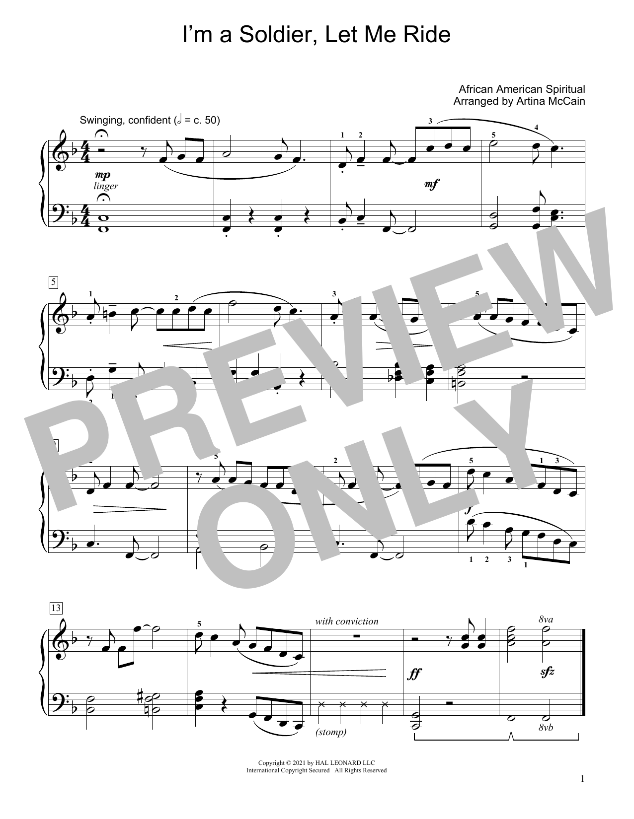 African American Spiritual I'm A Soldier, Let Me Ride (arr. Artina McCain) Sheet Music Notes & Chords for Educational Piano - Download or Print PDF