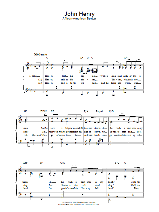 African-American Spiritual John Henry Sheet Music Notes & Chords for Piano & Vocal - Download or Print PDF