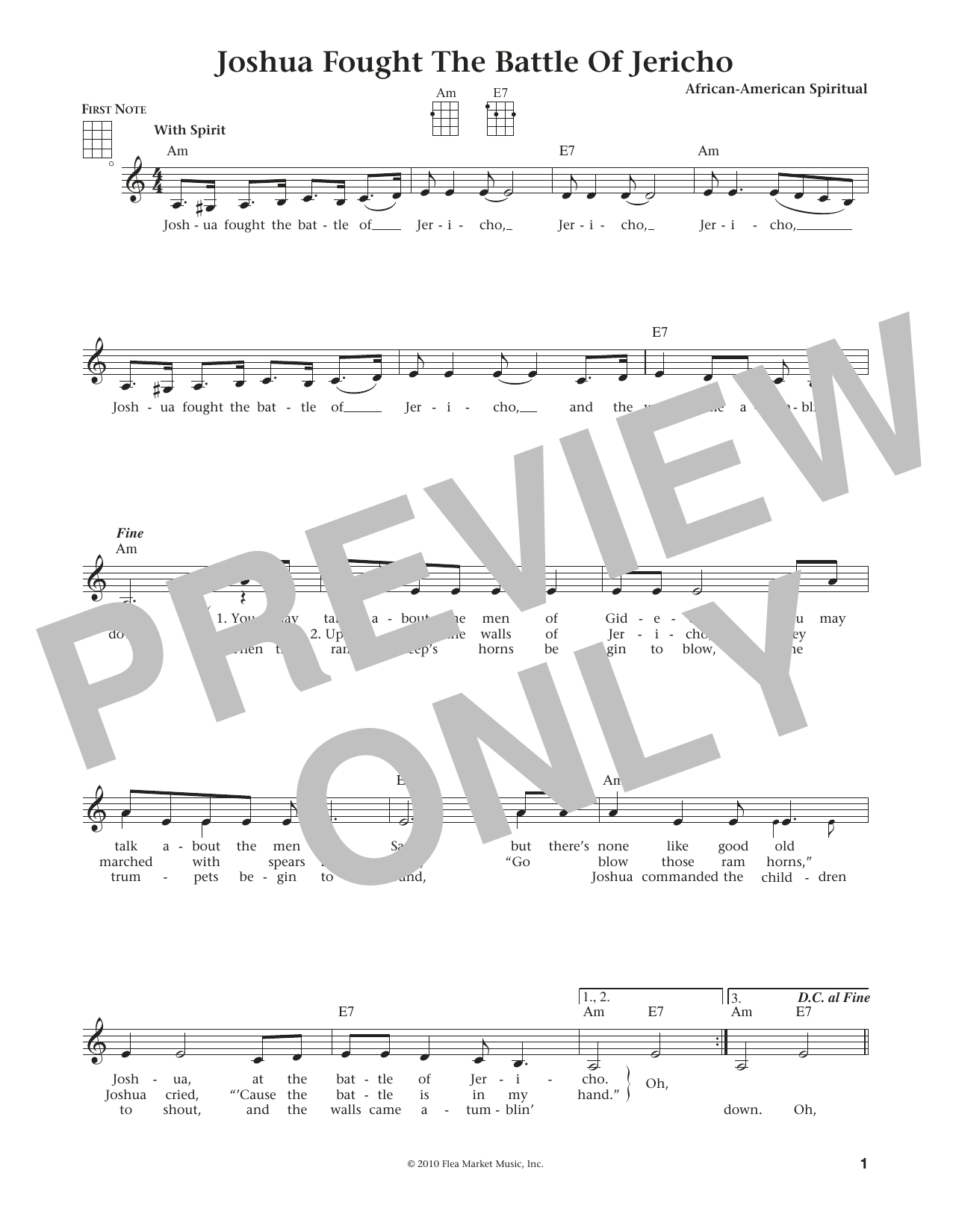African-American Spiritual Joshua (Fit The Battle Of Jericho) (from The Daily Ukulele) (arr. Liz and Jim Beloff) Sheet Music Notes & Chords for Ukulele - Download or Print PDF