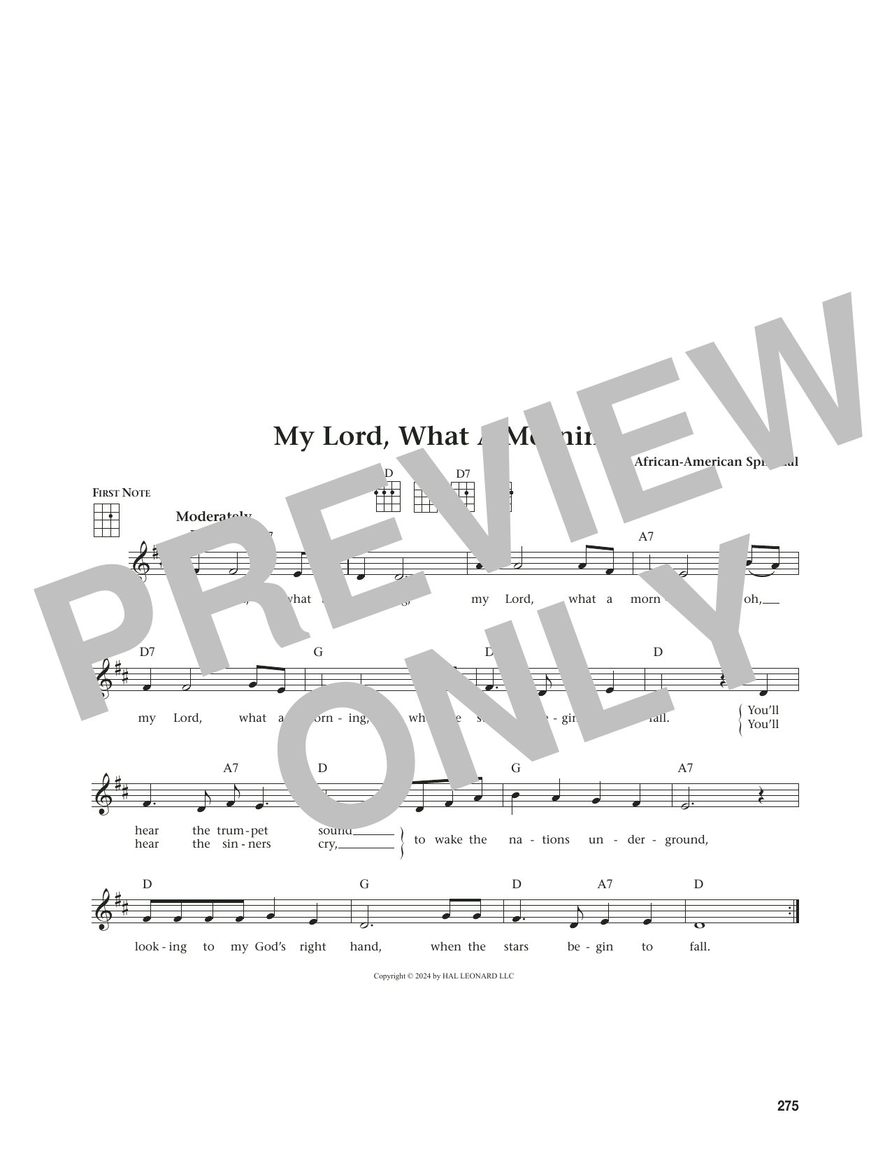 African American Spiritual My Lord, What A Morning (from The Daily Ukulele) (arr. Jim Beloff) Sheet Music Notes & Chords for Ukulele - Download or Print PDF