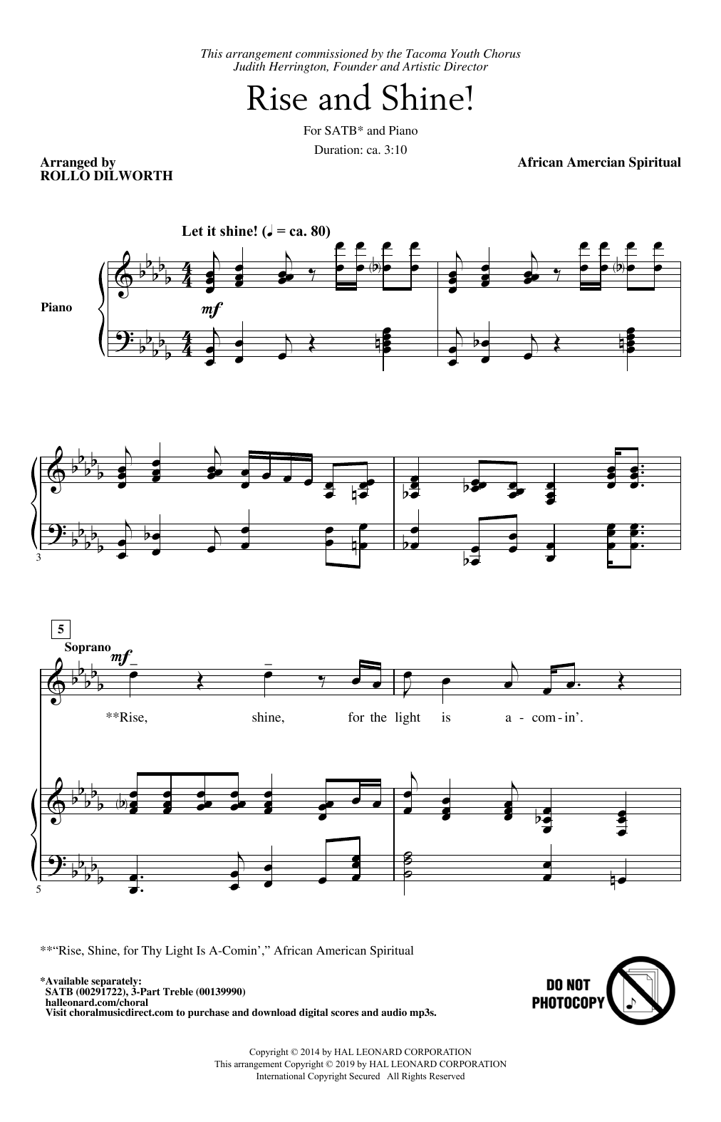 African-American Spiritual 'Rise And Shine! (arr. Rollo Dilworth) Sheet Music Notes & Chords for SATB Choir - Download or Print PDF