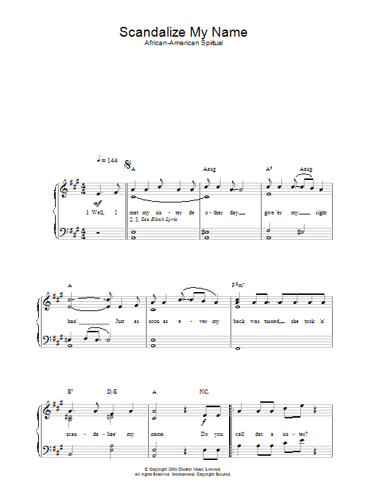 African-American Spiritual Scandalize My Name Sheet Music Notes & Chords for Piano & Vocal - Download or Print PDF