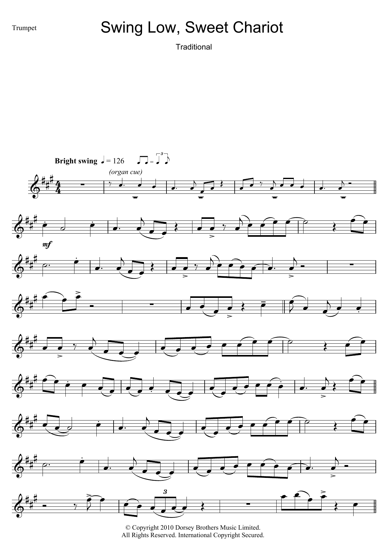 African-American Spiritual Swing Low, Sweet Chariot Sheet Music Notes & Chords for Flute - Download or Print PDF