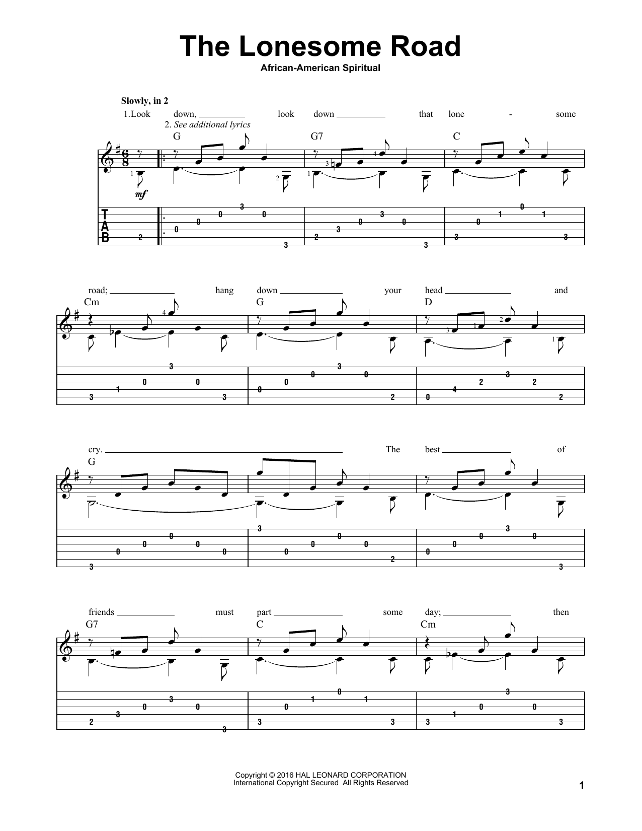 Mark Phillips The Lonesome Road Sheet Music Notes & Chords for Guitar Tab - Download or Print PDF