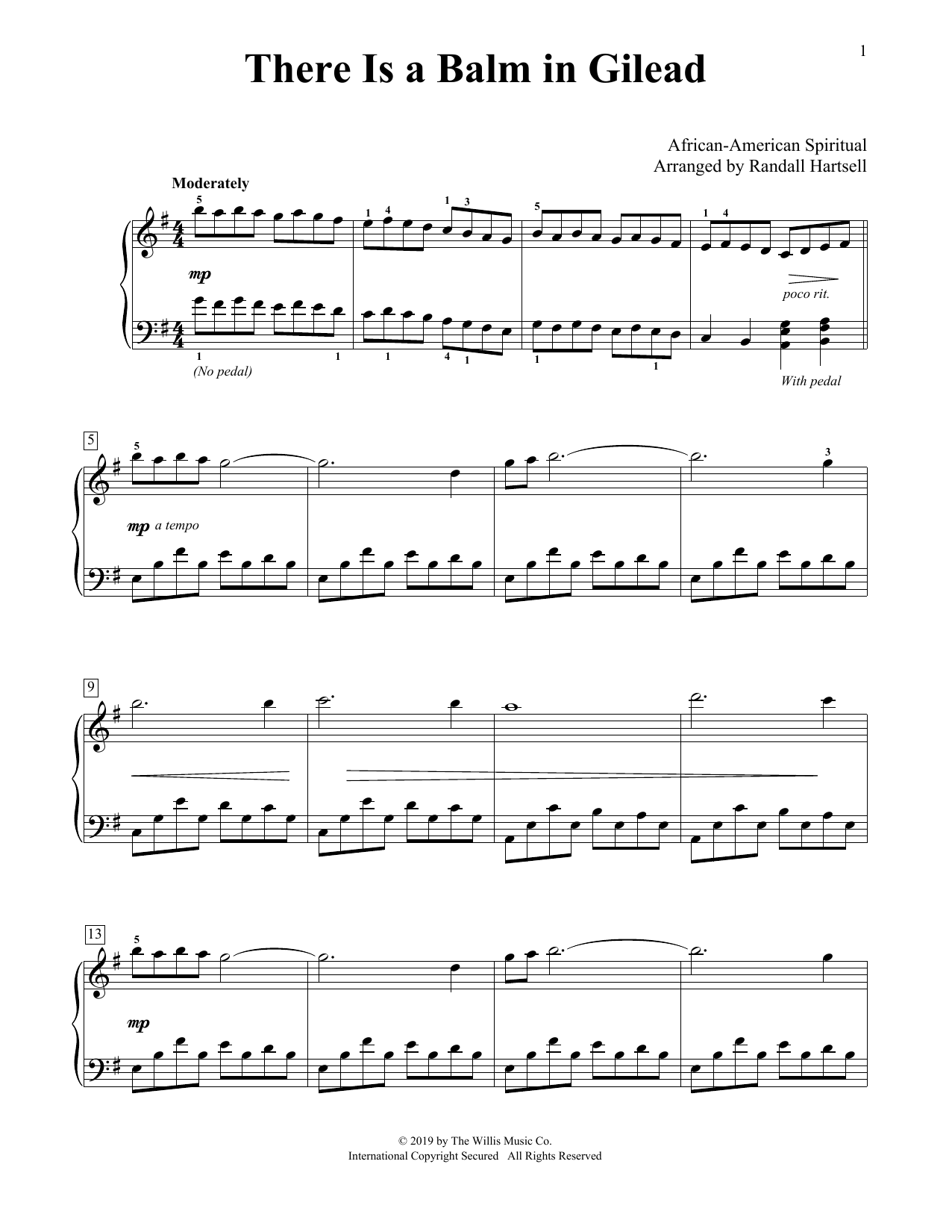 African-American Spiritual There Is A Balm In Gilead (arr. Randall Hartsell) Sheet Music Notes & Chords for Educational Piano - Download or Print PDF