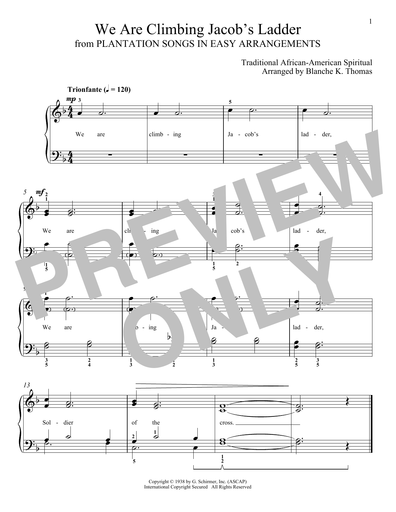 African-American Spiritual We Are Climbing Jacob's Ladder Sheet Music Notes & Chords for Piano Solo - Download or Print PDF