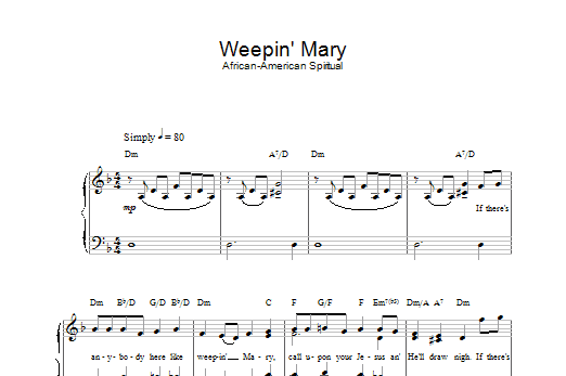 African-American Spiritual Weepin' Mary Sheet Music Notes & Chords for Piano & Vocal - Download or Print PDF