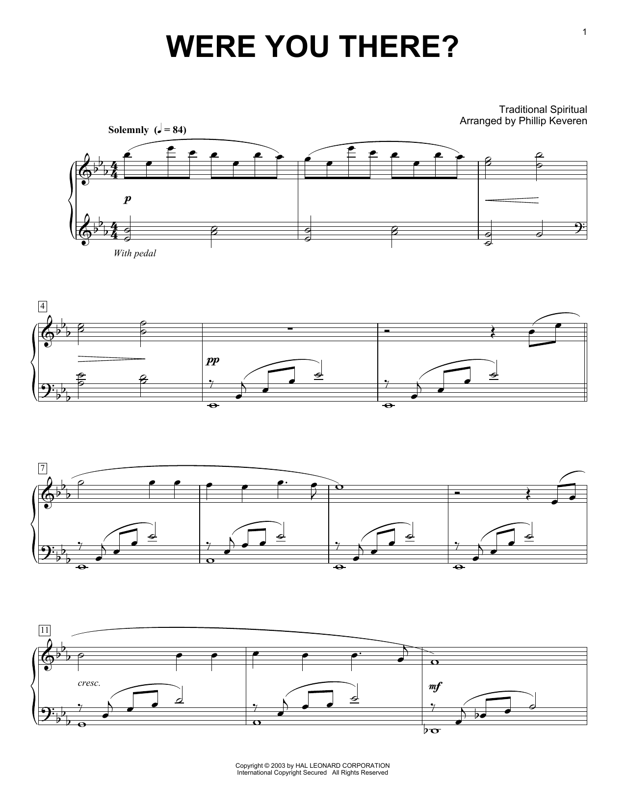African-American Spiritual Were You There? Sheet Music Notes & Chords for Piano - Download or Print PDF