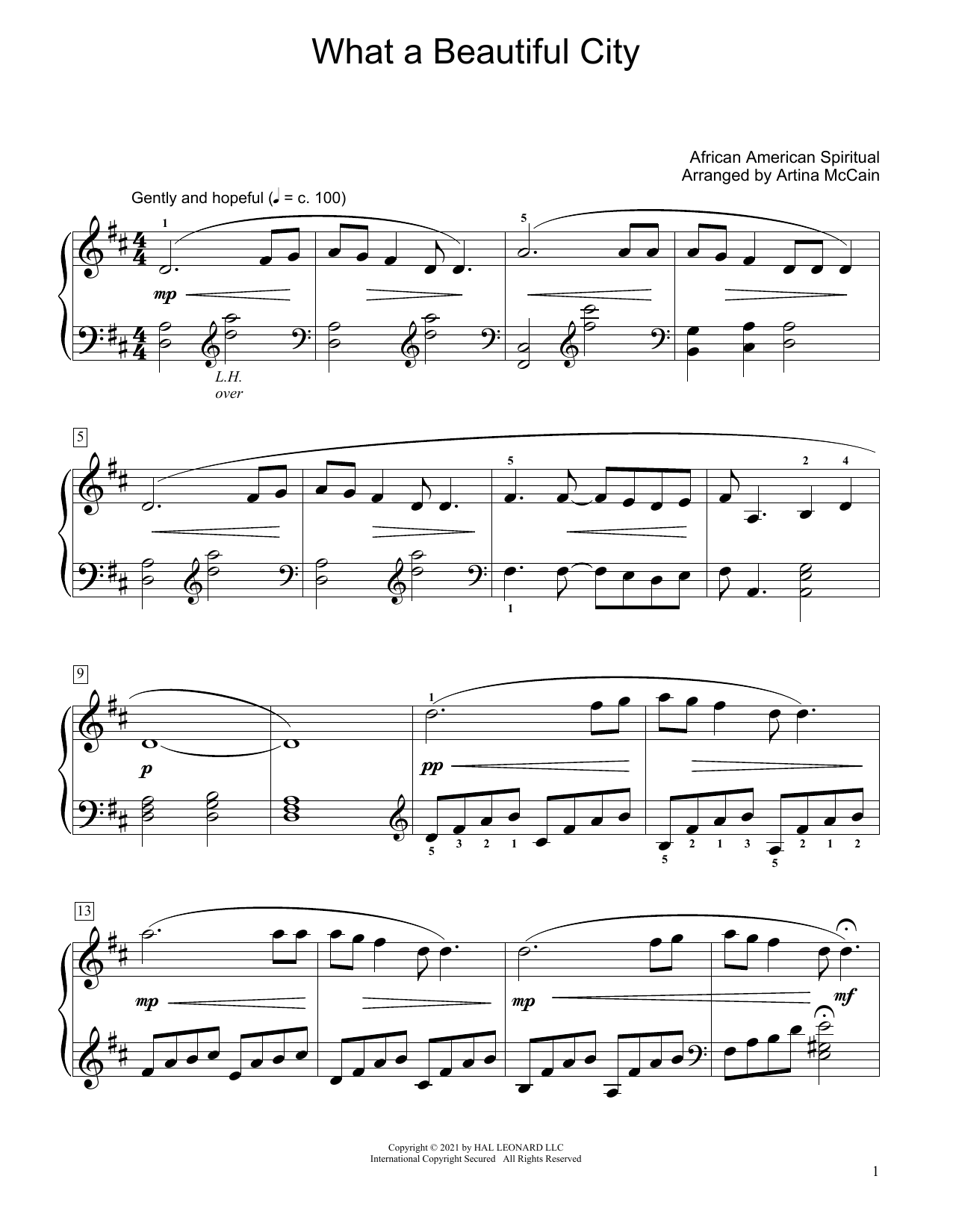 African American Spiritual What A Beautiful City (arr. Artina McCain) Sheet Music Notes & Chords for Educational Piano - Download or Print PDF