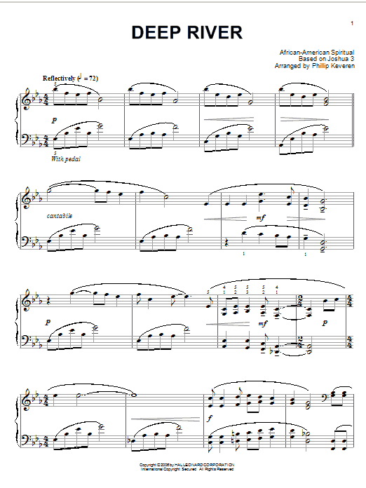 Preview African-American Spiritual Deep River Folk sheet music, notes and chords for Piano, SKU: 73646 Deep River sheet music