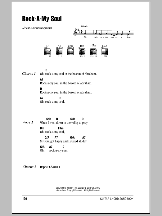 Preview African-American Spiritual Rock-A-My Soul Religious sheet music, notes and chords for Ukulele, SKU: 81446 Rock-A-My Soul sheet music