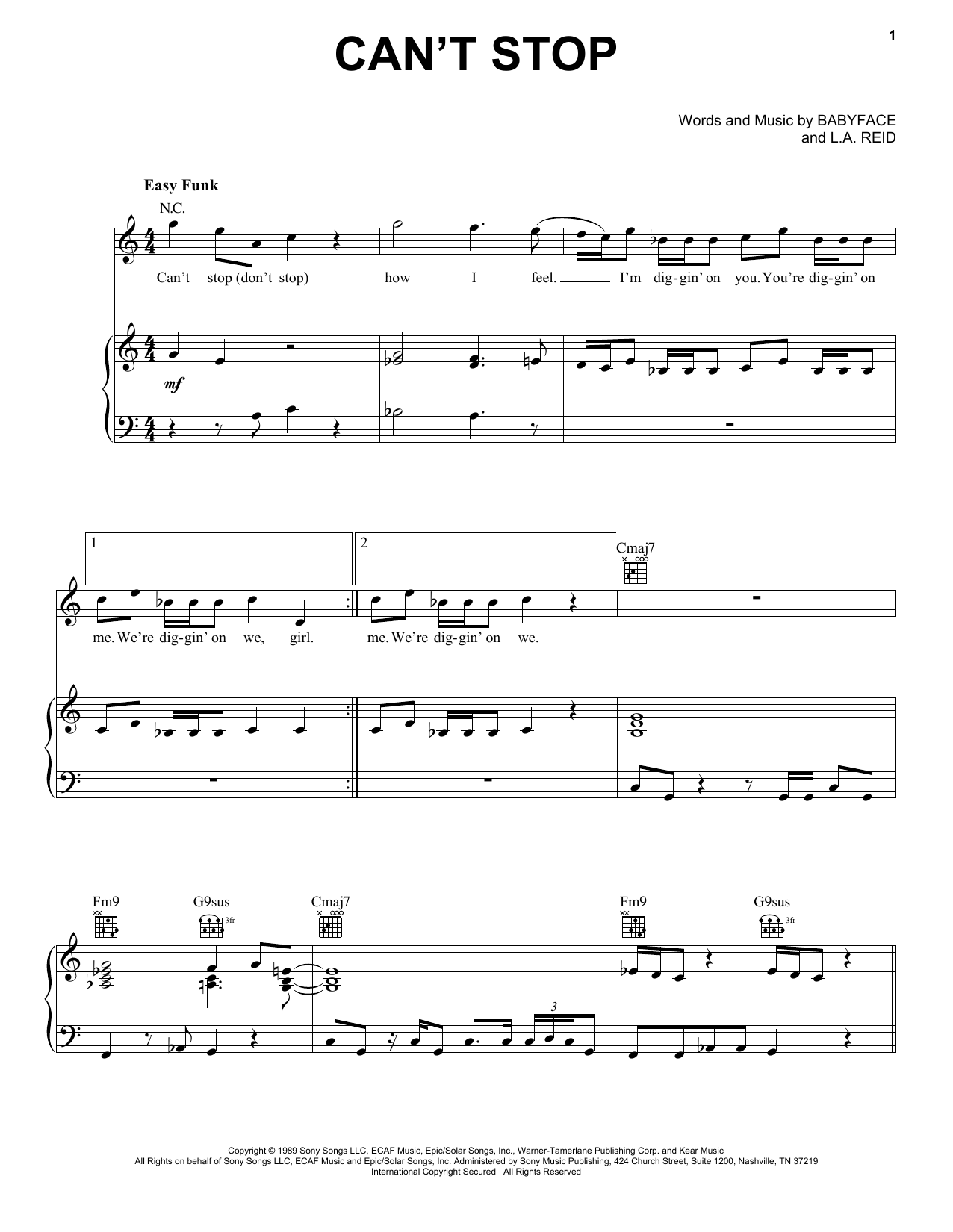 After 7 Can't Stop Sheet Music Notes & Chords for Piano, Vocal & Guitar Chords (Right-Hand Melody) - Download or Print PDF