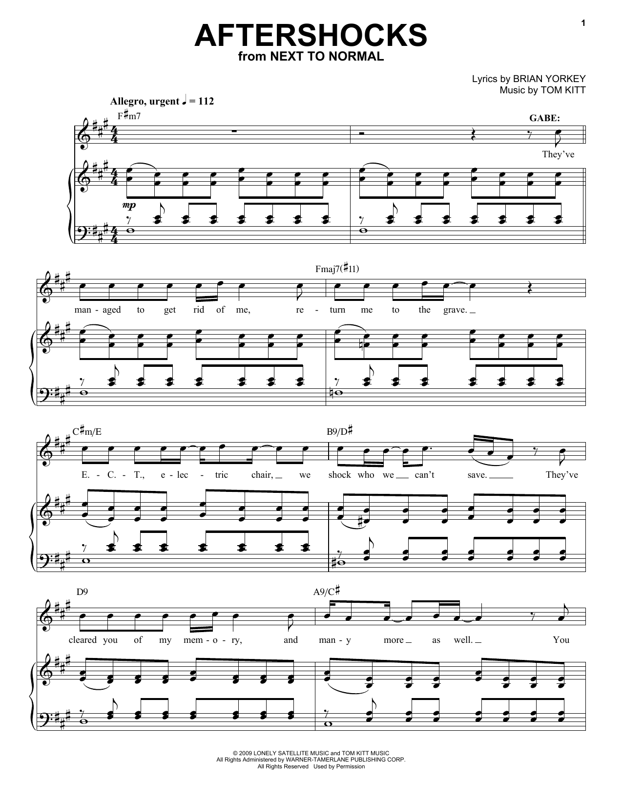 Jennifer Damiano Adam Chanler Berat Aftershocks From Next To Normal Sheet Music Download Pdf Score 411099