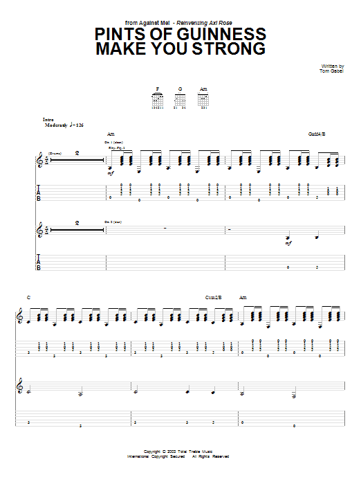 Against Me! Pints Of Guinness Makes You Strong Sheet Music Notes & Chords for Guitar Tab - Download or Print PDF