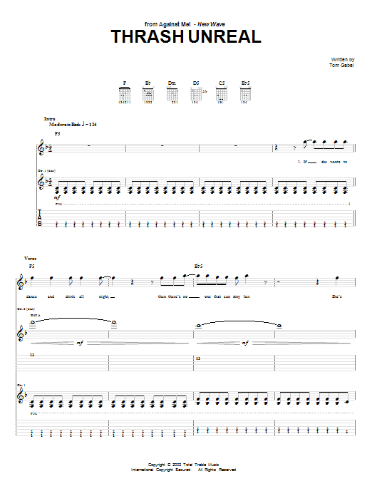 Against Me! Thrash Unreal Sheet Music Notes & Chords for Guitar Tab - Download or Print PDF