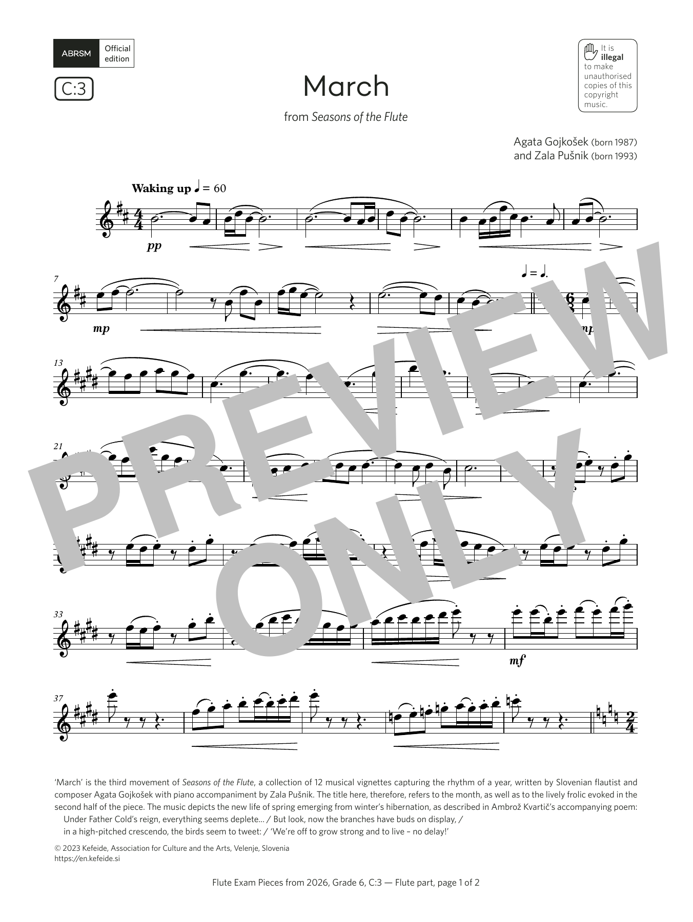 Agata Gojkošek March (Grade 6, list C3, from the ABRSM Flute Syllabus from 2026) Sheet Music Notes & Chords for Flute Solo - Download or Print PDF Agata Gojkošek March (Grade 6, list C3, from the ABRSM Flute Syllabus from 2026) Sheet Music Notes & Chords for Flute Solo - Download or Print PDF