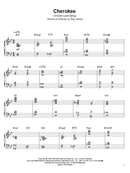 Ahmad Jamal Cherokee (Indian Love Song) Sheet Music Notes & Chords for Piano - Download or Print PDF