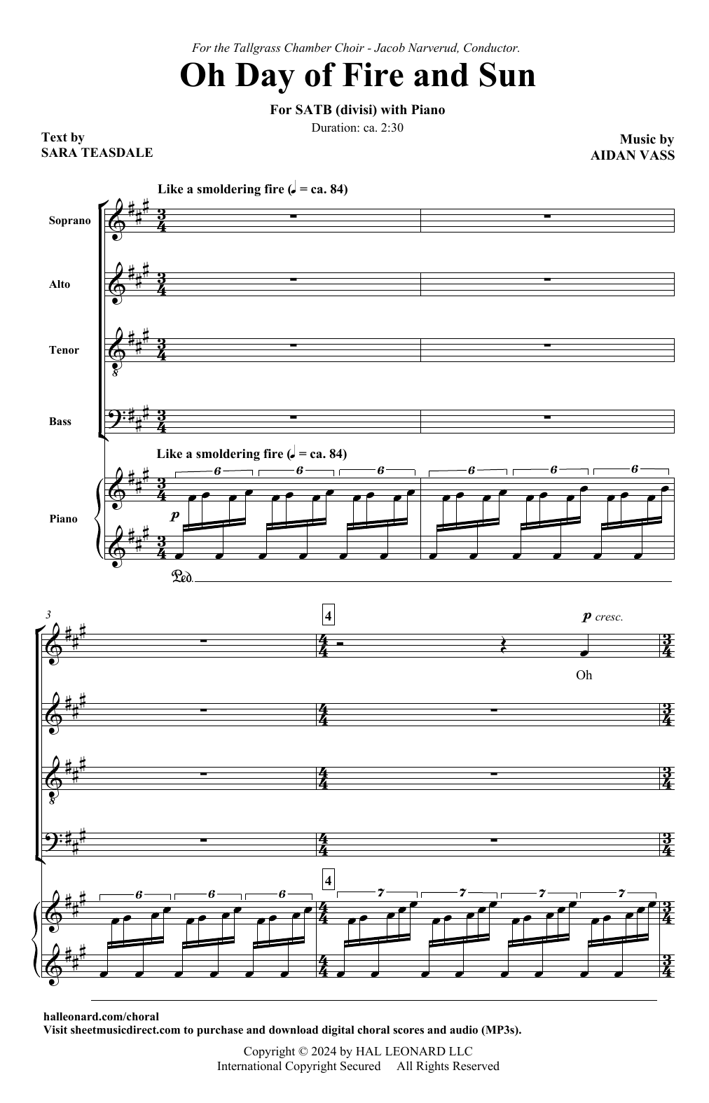 Aidan Vass Oh Day Of Fire And Sun Sheet Music Notes & Chords for SATB Choir - Download or Print PDF