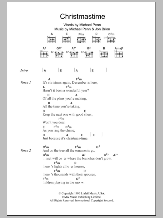 Aimee Mann Christmastime Sheet Music Notes & Chords for Lyrics & Chords - Download or Print PDF