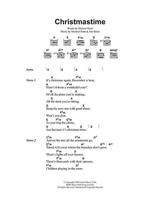 Aimee Mann Christmastime Sheet Music Notes & Chords for Lyrics & Chords - Download or Print PDF
