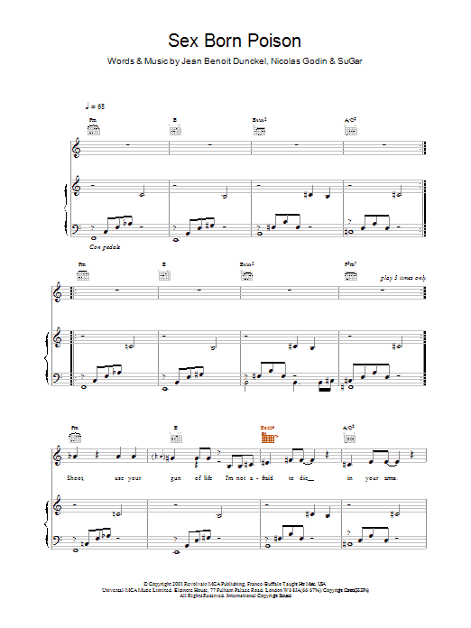 Air Sex Born Poison Sheet Music Notes & Chords for Piano, Vocal & Guitar - Download or Print PDF