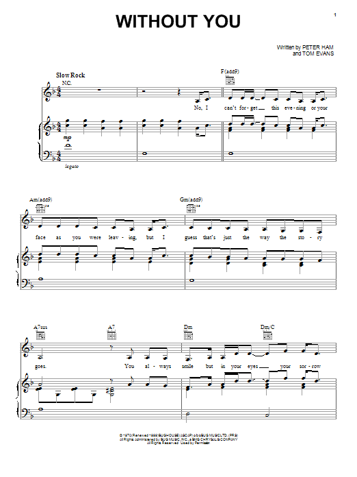 Air Supply Without You Sheet Music Notes & Chords for Piano & Vocal - Download or Print PDF