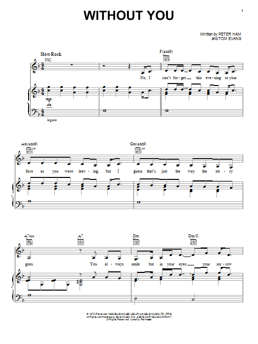 Air Supply Without You Sheet Music Notes & Chords for Piano, Vocal & Guitar (Right-Hand Melody) - Download or Print PDF