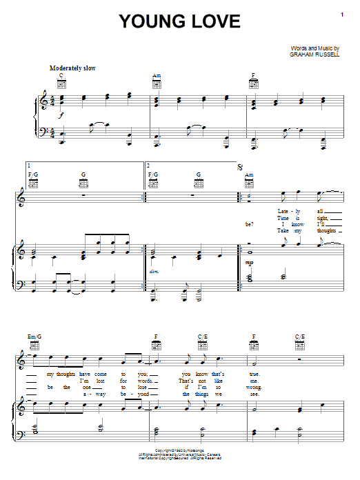 Air Supply Young Love Sheet Music Notes & Chords for Piano, Vocal & Guitar (Right-Hand Melody) - Download or Print PDF