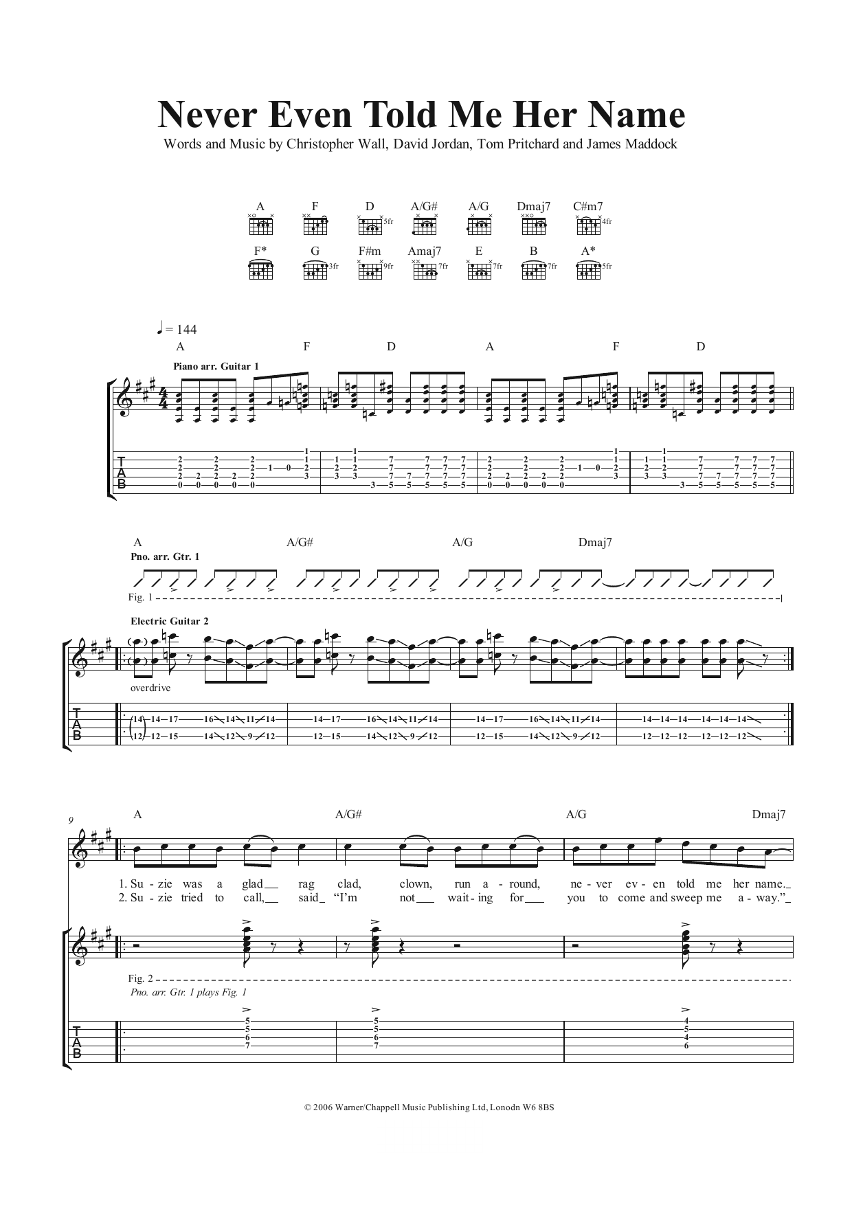 Air Traffic Never Even Told Me Her Name Sheet Music Notes & Chords for Guitar Tab - Download or Print PDF