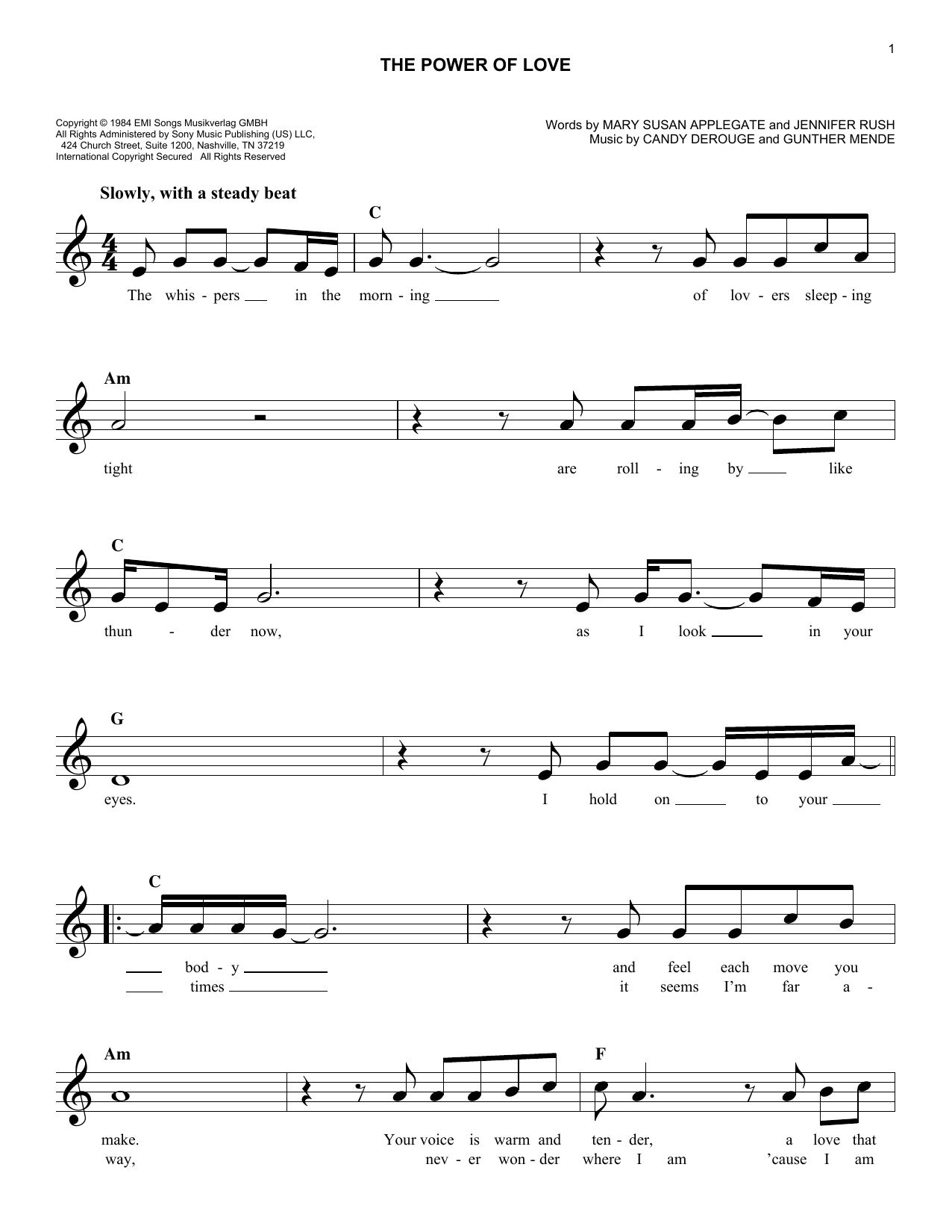 The Power Of Love sheet music