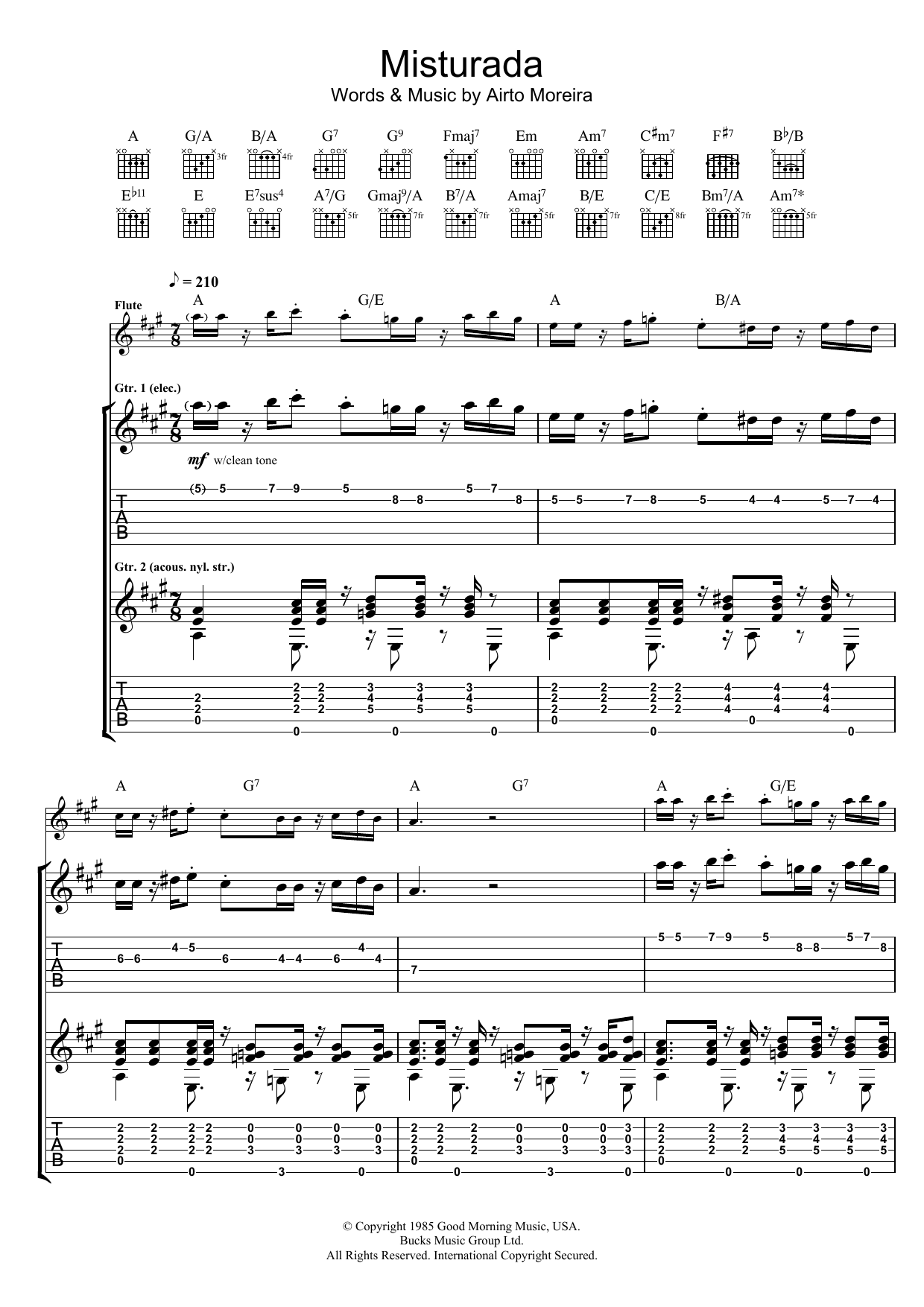 Preview Airto Moreira Misturada World sheet music, notes and chords for Guitar Tab, SKU: 113556 Misturada sheet music