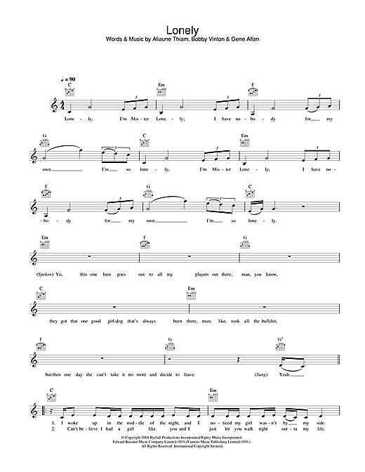 Lonely sheet music