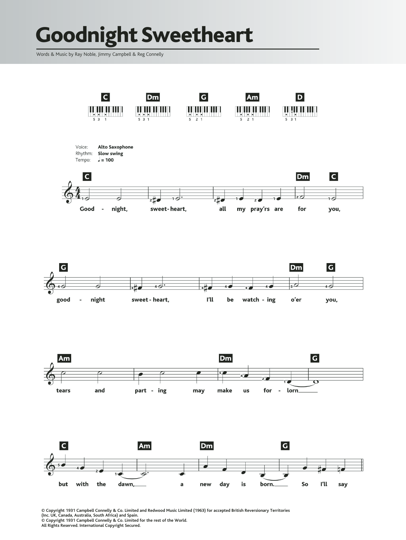 Al Bowlly Goodnight Sweetheart Sheet Music Notes & Chords for Keyboard - Download or Print PDF