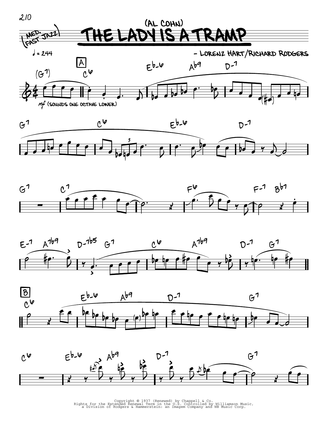 Al Cohn The Lady Is A Tramp Sheet Music Notes & Chords for Real Book – Melody & Chords - Download or Print PDF