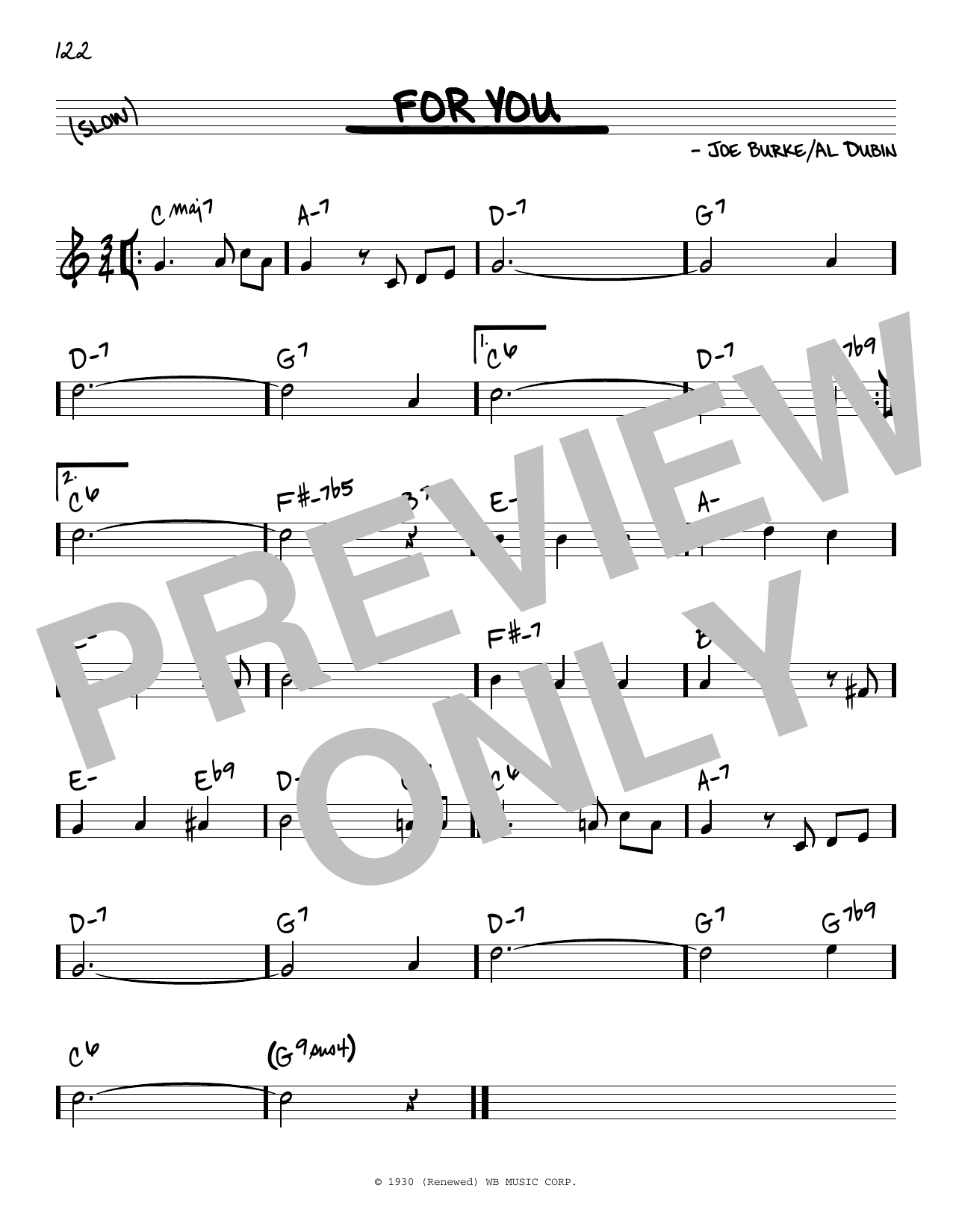 Al Dubin For You Sheet Music Notes & Chords for Real Book – Melody & Chords - Download or Print PDF