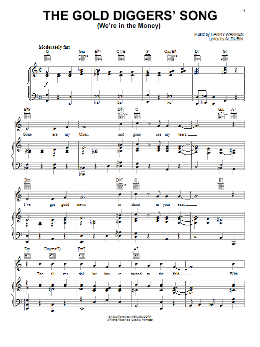 Al Dubin The Gold Diggers' Song Sheet Music Notes & Chords for Piano, Vocal & Guitar (Right-Hand Melody) - Download or Print PDF