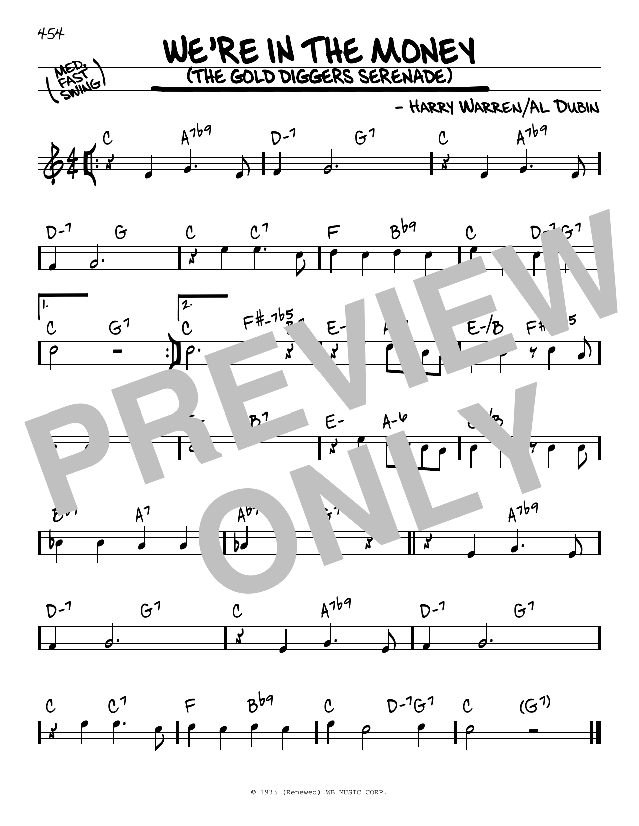Al Dubin We're In The Money (The Gold Diggers Serenade) Sheet Music Notes & Chords for Real Book – Melody & Chords - Download or Print PDF